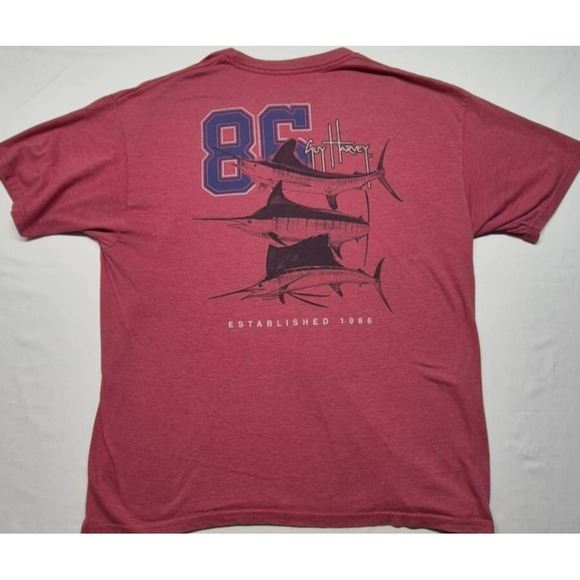 Guy Harvey Other - Guy Harvey men's red‎ fishing logo graphic t-shirt 86 swordfish two sided sz. XL